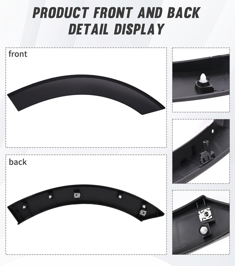 YUWUTF Front Right Door Fender Flare Molding Trim Wheel Arch Molding Compatible with 2015-2023 Ford Transit 150 250 350 350HD Rear Part - Image 5